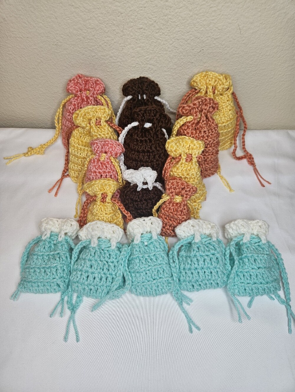 Pick 1 Set Of Handmade Crochet Drawstring Pouches